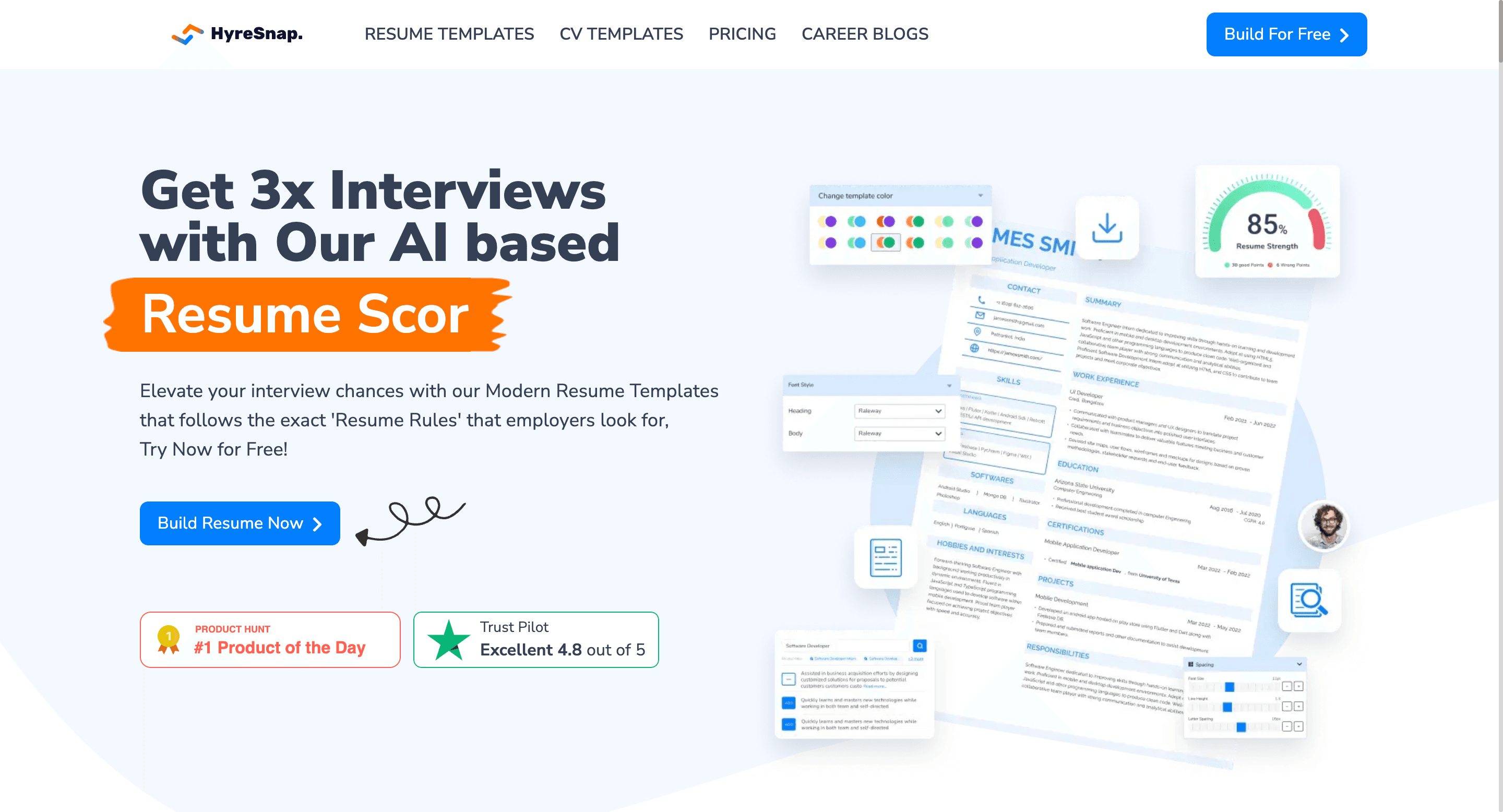 HyreSnap website screenshot